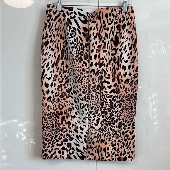 ECI NWOT Brown Cream Animal Midi Skirt stretch, Size M - Picture 5 of 9